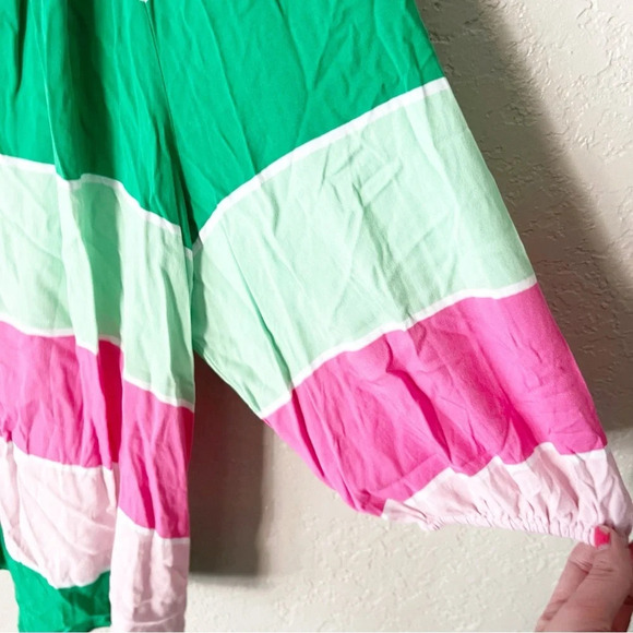 Crown & Ivy Top Women's 2X Striped Color Block Split V Neck Preppy Southern - Picture 5 of 7